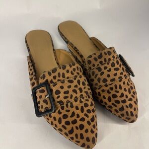 Leopard Print Mules with Buckle Detail Women’s Size 9